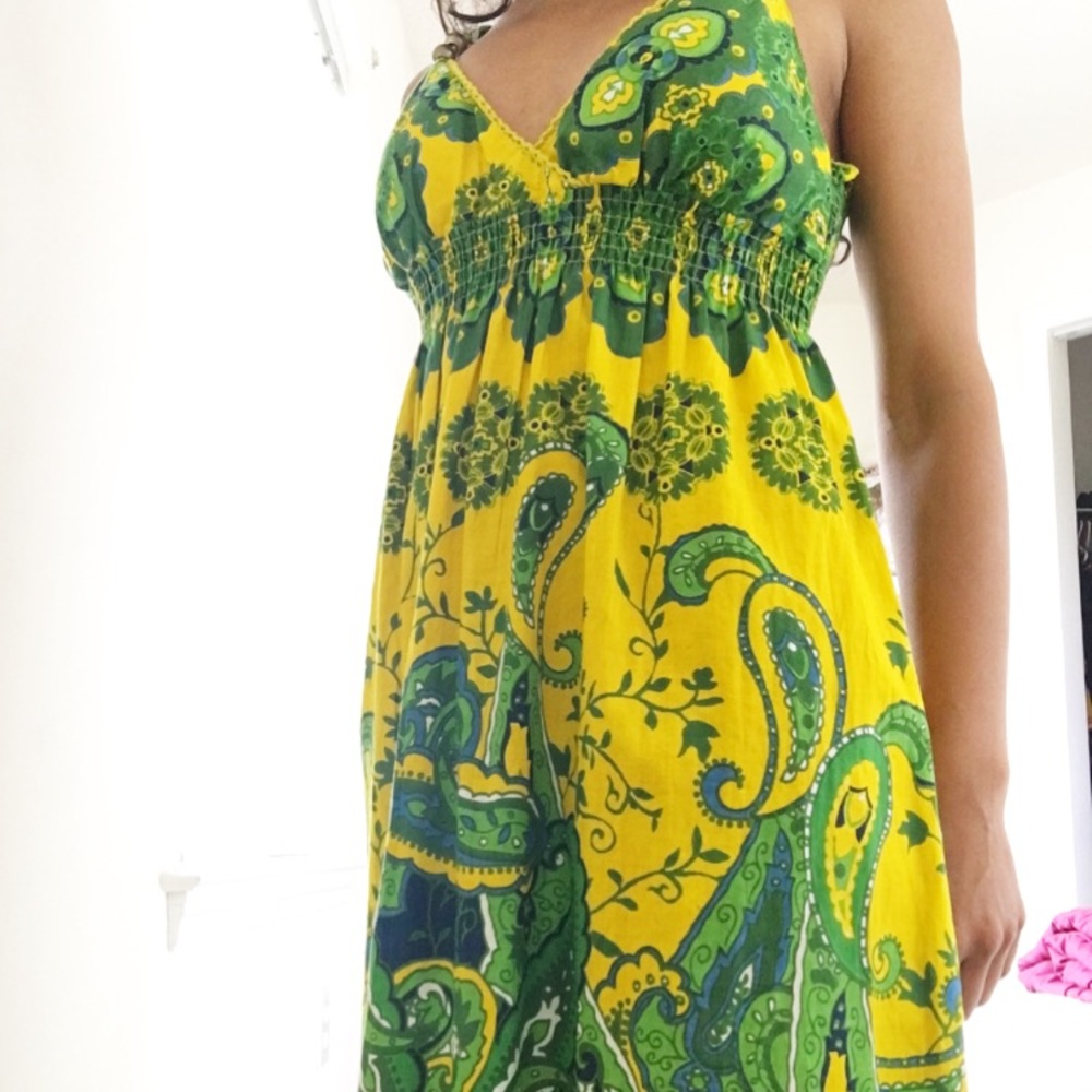 Printed green/yellow sundress